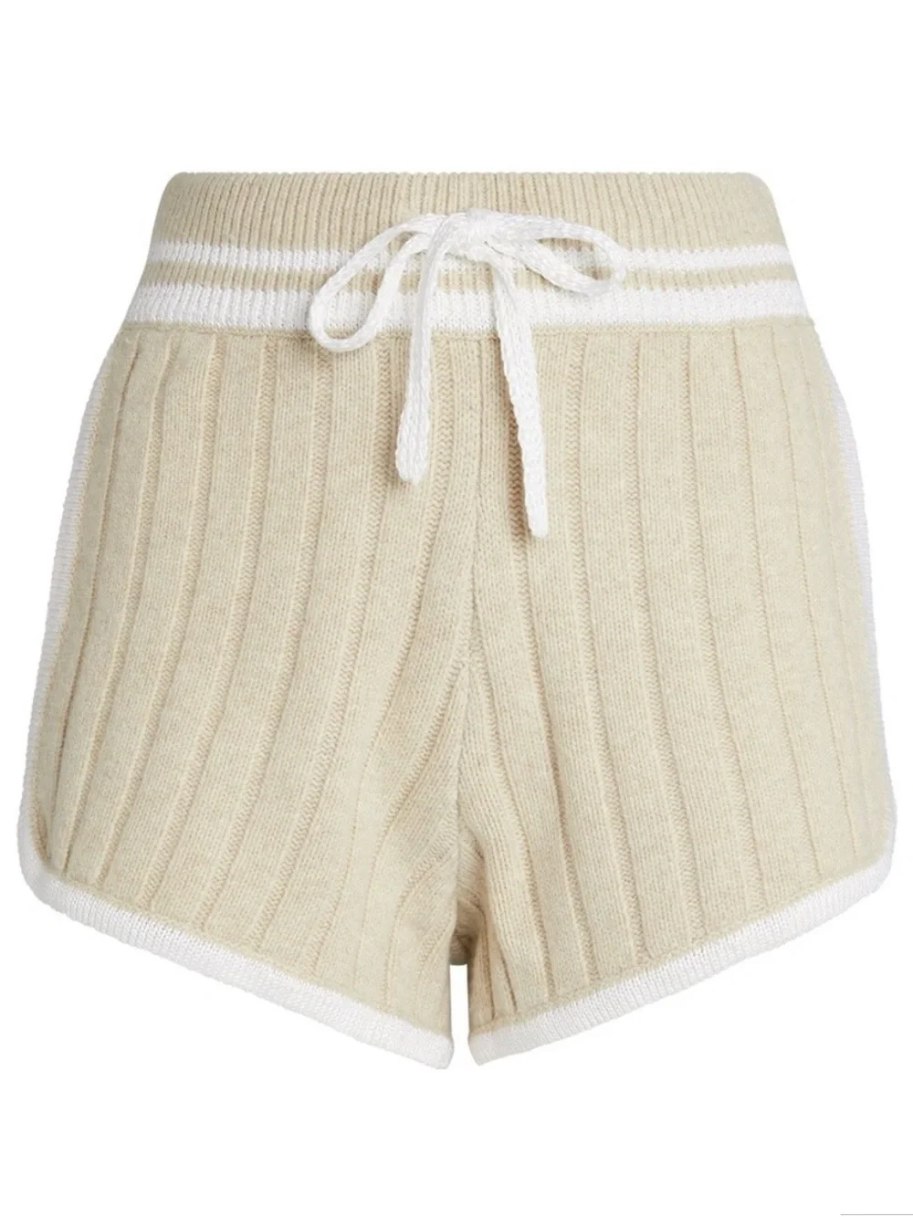 rag & bone Cream Ribbed Drawstring Athletic Shorts - Picture 1 of 5